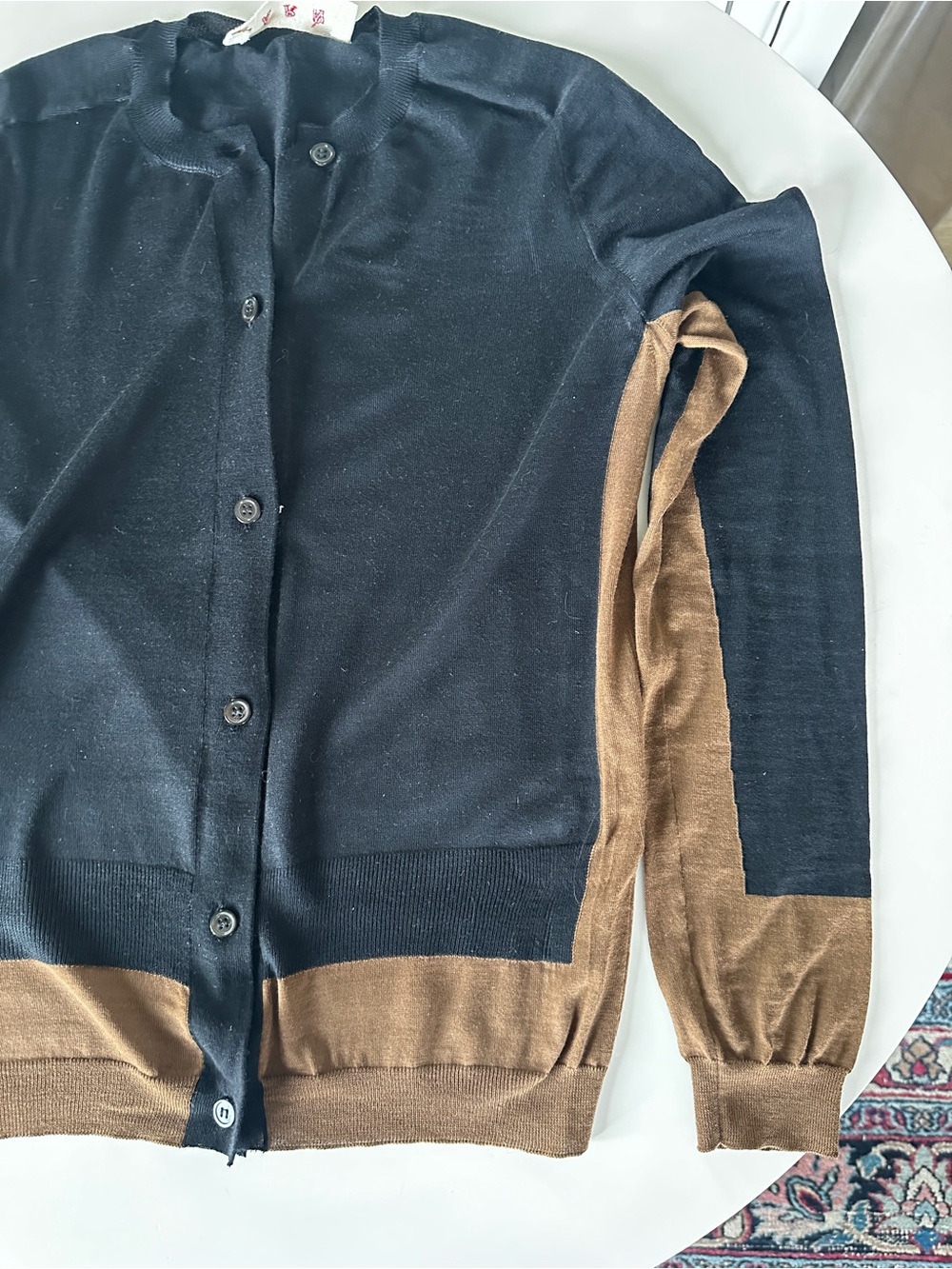 MARNI Two-Tone Black & Brown Button-Up Sweater - Picture 9 of 10